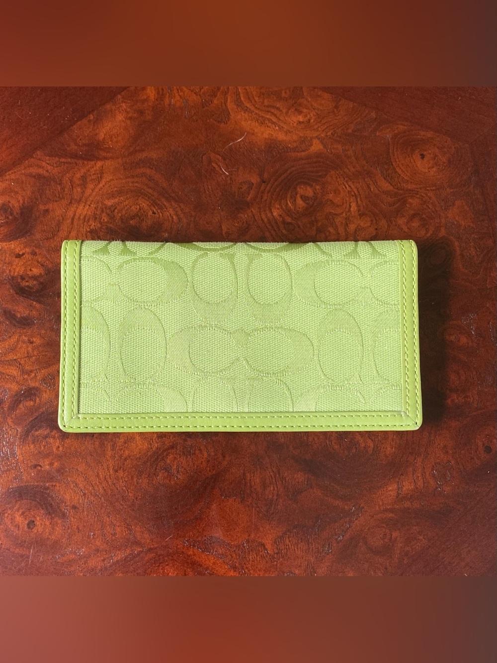 Coach Lime Green Signature Turnlock Wallet   & Checkbook Cover - Picture 8 of 9